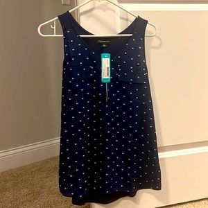 Fortune + Ivy Lola Mixed Material Blouse-Navy